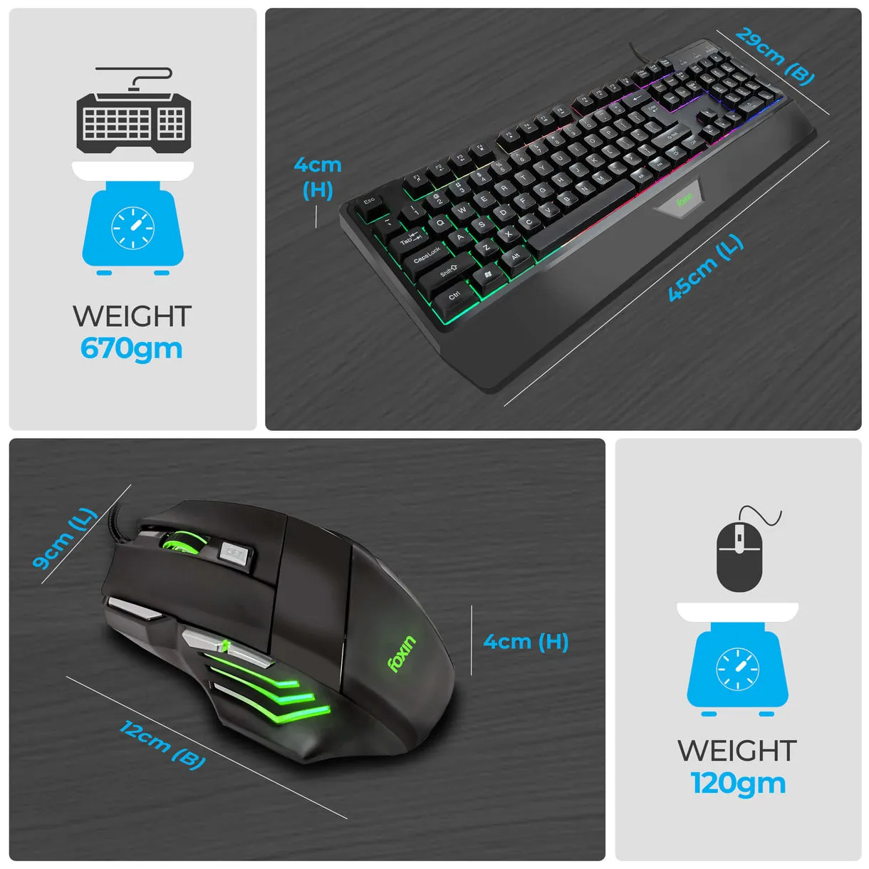 Foxin USB Gaming Keyboard Mouse Combo RGB (Endeavour) view 5